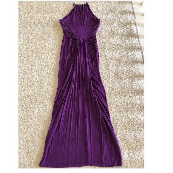 purple pleated dress